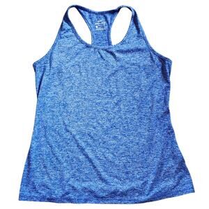 Nike Dri-Fit Womens Racerback Tank Top Size L Blue Space Dye Semi-Fitted